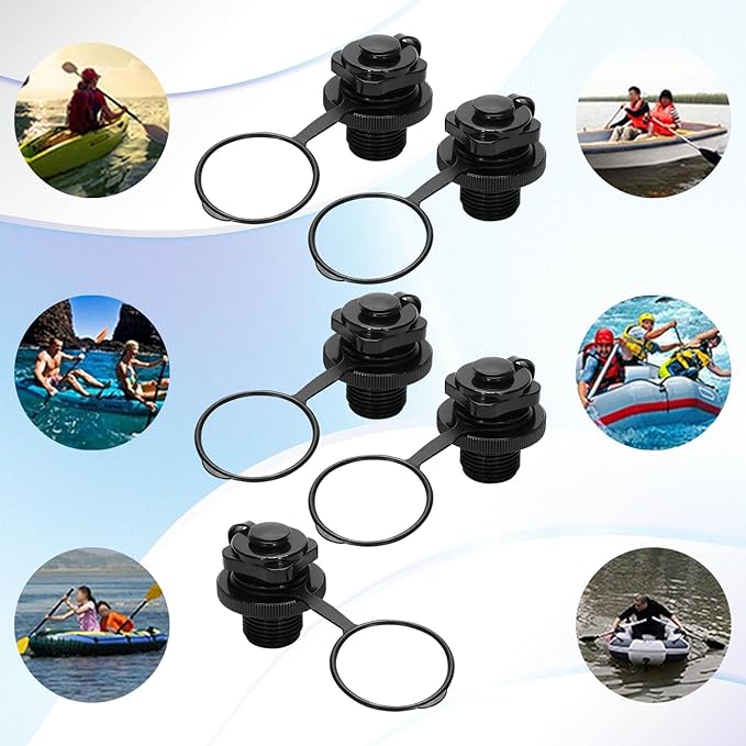 5PCS Boston Valve Adapter for Boat, 22mm Anti-leak Inflation Inflatable Boat Air Valve Air Mattress Plug Replacement for Inflatable Boats, Kayaks, Hoverbeds, Pool Rafts, Rubber Boats