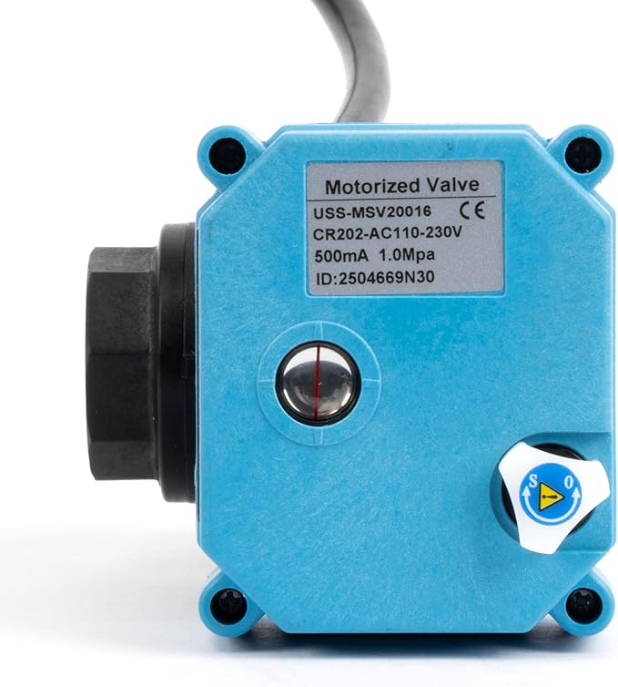 U.S. Solid 1/2” PPE Motorized Ball Valve with US Plug - Plastic Electrical Ball Valve, 2 Wire Auto Return, AC 110~230V, Normally Closed