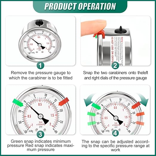 -30inHG-30PSI Stainless Steel Liquid Filled Pressure Gauge, 2.5" Dial Size, 1/8" NPT Back Mount, for Tube, Water Pump, Gas, Liquid, Pressure Test (with Range Mark Pointer)