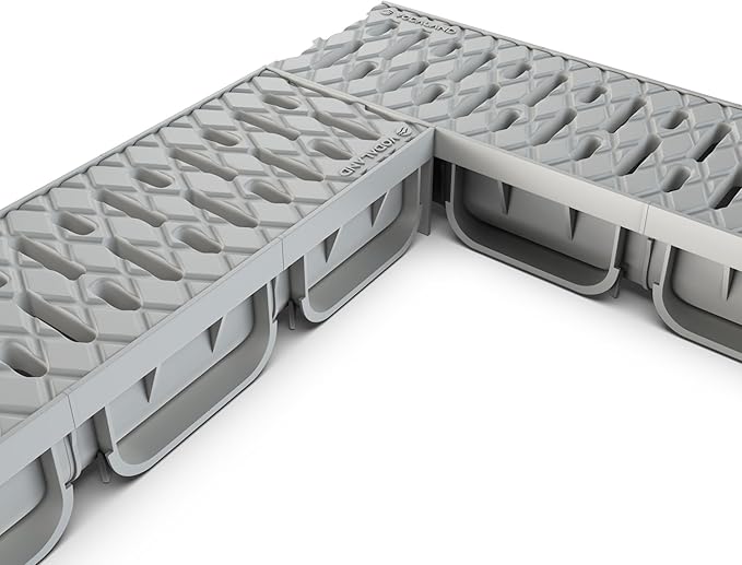 Vodaland - 4 Inch Trench Drain System with Grate - Ivory Color - Easy 2 Channel (5)
