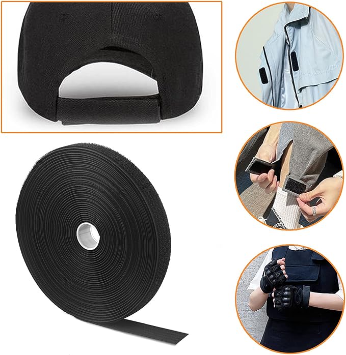 32Ft x 0.8In Adjustable Cable Straps with 50 Buckles, Free Cut Length, Black Reusable Fastening Cable Ties, Hook and Loop Securing Strap for Cable Tidy, Wire Management, Cord Organiser