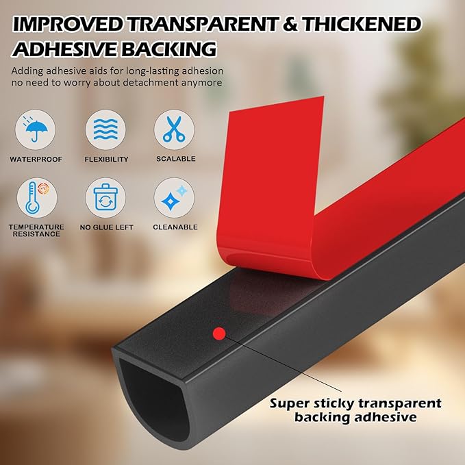 20FT Weather Stripping Door Seal - Self Adhesive Weather Insulation Strip Weatherstripping Silicone D Shaped Seal Strip Door Frame Gap Filler/Window Soundproofing
