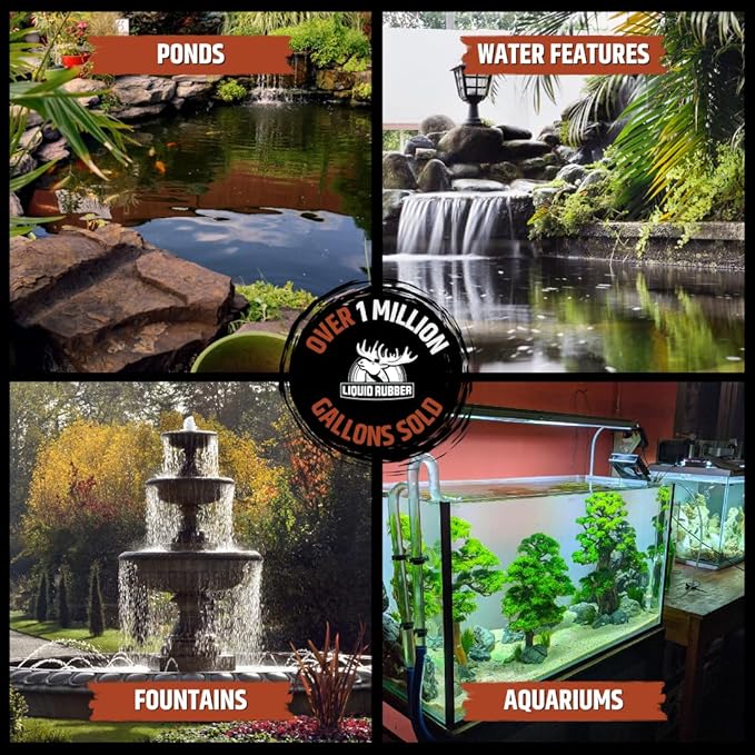 Liquid Rubber NeoPond Waterproof Pond Sealant - Fish and Plant Safe Membrane for Water Features Kit- Includes 5g Sealer, 1 Gallon Multi-Purpose Primer, Concrete Etch 17.6 Oz, Geo Textile 4" x160'
