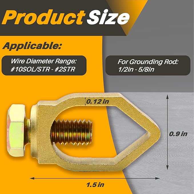 4-Pack Copper Grounding Rod Clamp, Grounding Wire Clamp Great for 1/2”- 5/8’’ Grounding Rods, High-Quality Copper Grounding Clips