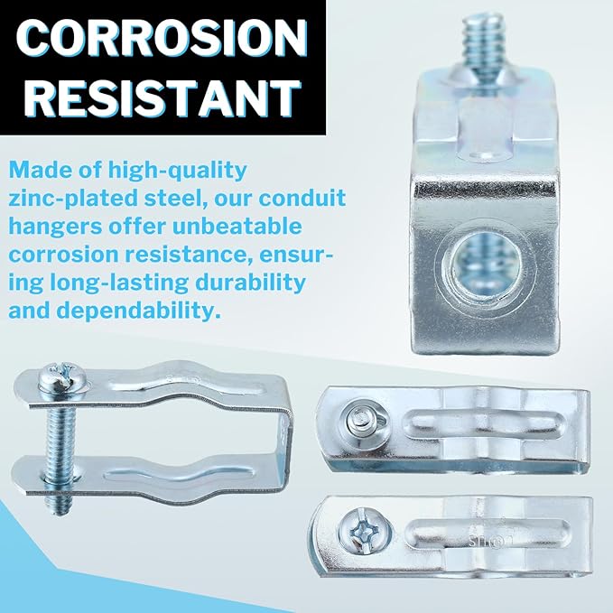 25 Pcs EMT Conduit Hanger with Bolt,Insulated Supports or Threaded Rods,Metal Galvanized Conduit Clamps Strut Straps and Hangers Rigid Pipe Fittings Mounting(3/4 Inch)