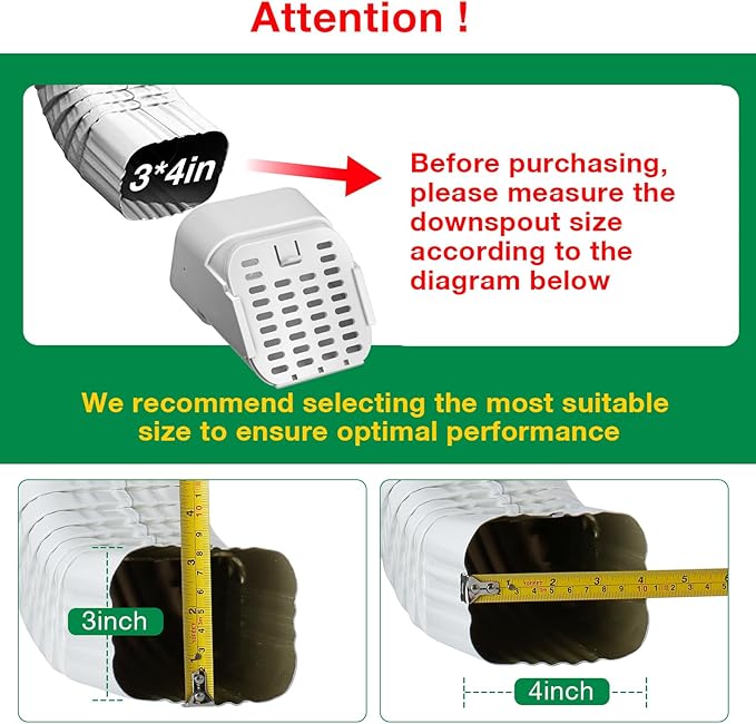 3"x4" Type-A Gutter Downspout Connector, Outlet Filter and Leaf Guard for Bottom of Downspouts