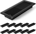 Coume 10 Pack 4" x 10" Floor Vent Covers Heavy Duty Floor Registers Metal Heat Vent Covers with Rust Proof Walkable Finish for Home Floor Grilles Vents(Black)