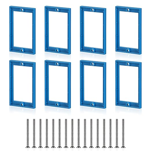 OwnMy 8PCS 1/4" Electrical Outlet Box Extenders, 1 Gang Electric Box Extenders with 16 Screws, Single Gang Receptacle Outlet Extenders for Electrical Box and Power Socket Switch, Blue