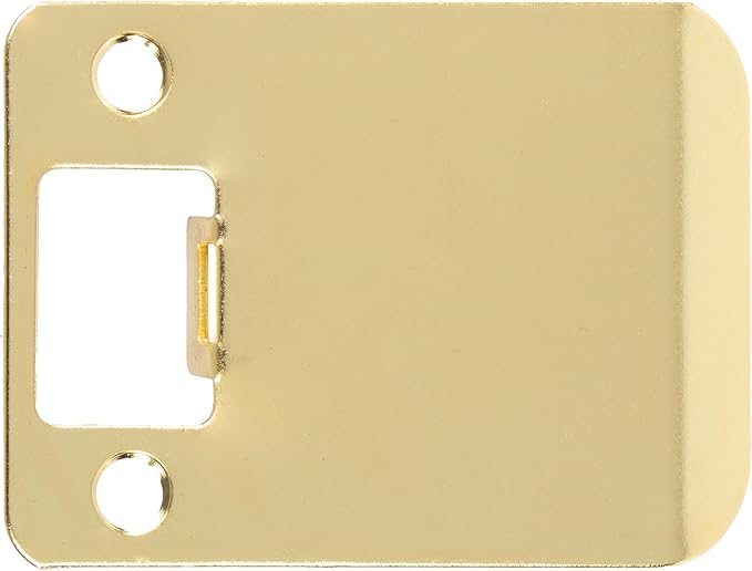 Round Corner Extended Lip Strike Plate, 2-1/4" x 2-1/2", (3" Overall Length), Polished Brass by Stone Harbor Hardware