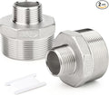 TAISHER 2PCS Cast 304 Stainless Steel Hex Nipple, Reducer Pipe Fitting 1-1/2" NPT Male x 1" NPT Male