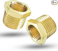 2 Pcs Brass 1/2" Male to 3/8" Female Reducer Bushing, 1/2 Inch Male to 3/8 Inch Female NPT Pipe Fitting Reducing Adapter Tube Connector Convert (1/2" MNPT x 3/8" FNPT)