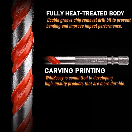 Serrated Concrete Metric Drill Bit Set 10PCS (5mm-12mm), Tungsten Carbide Tip Masonry Drill Bits Set for Concrete, Tile, Brick, Glass, Metal, Ceramic, Wood, and Plastic