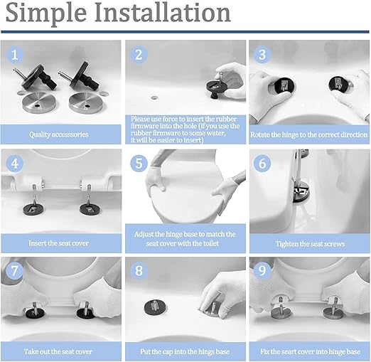 MUU Universal Toilet Seat Bolt kit,Screws,Quick Release,Easy to Install- Toilet Seat Replacement Parts Kit,Toilet Cover Maintenance Accessories,Fixing Accessories (Circle Screws)