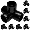 FORMUFIT 3/4” 4-Way Tee Furniture Grade PVC Fitting in Black, Made in USA, UV-Resistant, Impact-Proof, 1.050” Actual Socket Diameter (Pack of 8) - F0344WT-BK-8