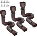 Rain Gutter Downspout Extensions, Downspout Extender for Rainwater Drainage Flexible, Down Spout Drain Extension Pipe and Extendable from 21 to 66 Inches (3 Pack, Brown)