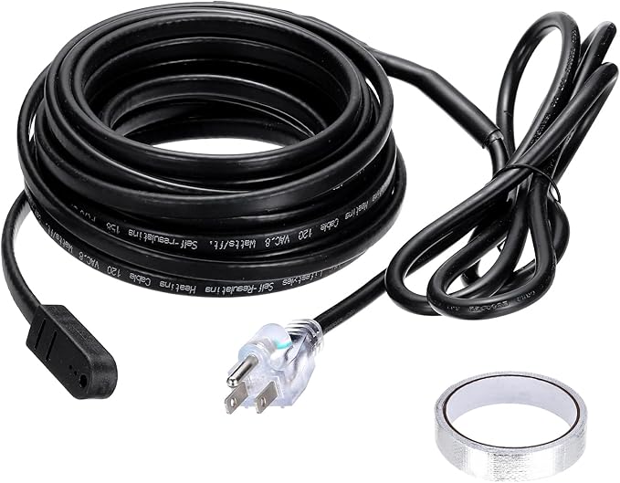 MECCANIXITY 30FT Self Regulating Roof Heat Cable,8W/Ft 120V Electric Plugs 3 Prong Heat Tape for Roof and Gutters Snow De-Icing Heater Cable Pipe Freeze Protection