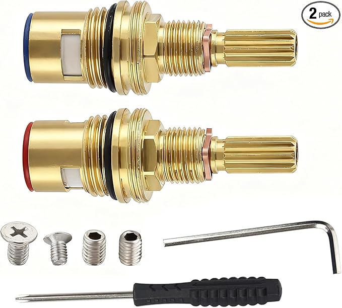 Brass 1-001 & Brass 1-002 Ceramic Disc Cartridge, Replacement Hot Cold Widespread Cartridge, Cold & Hot Widespread Faucet Replacement Cartridge