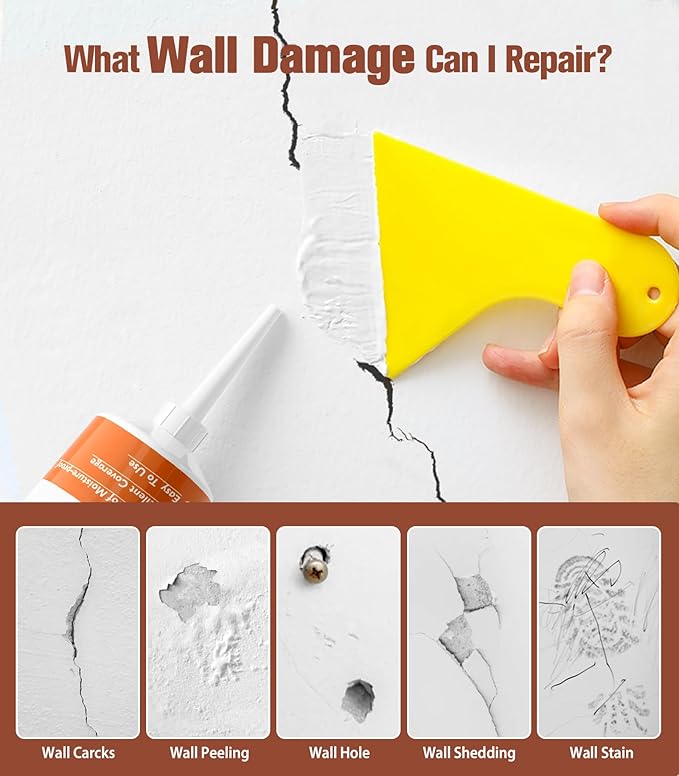 Spackle Wall Repair Kit,Drywall Repair Patch Kit,Simple Small Wall Hole Filler＆Efficient Crack Repair,3 Pack Wall Putty Paste,Plaster Ceiling Repair,Apartment Friendly