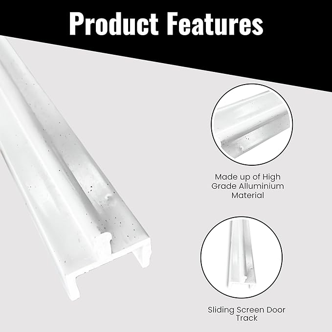 KC Hardware Aluminium Sliding Screen Door Bottom Track, Patio Door Track Replacement, Sliding Door Track Repair- 72 Inches (White)