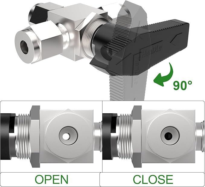TAISHER 1PCS 304 Stainless Steel 3 Way Compression Tube Valve, 3/8" Tube OD x 3/8" Tube OD x 3/8" Tube OD Adapter