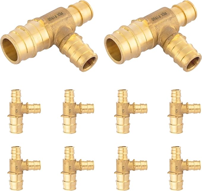10-Pack HeSun PEX-A Fitting, 3/4"x1/2"x1/2" Expansion Tee, PEX Expansion Fitting Tee, ASTM F1960(PEX1960047-10)