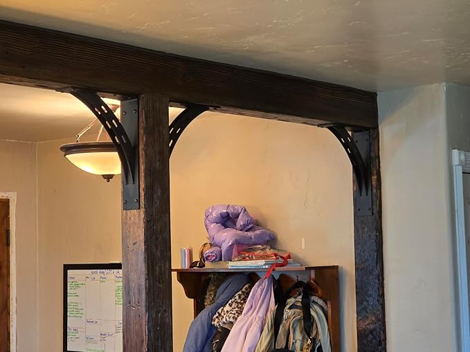 Heavy Duty Shelf Brackets , Metal Mantel Brackets (Set of 2) Fireplace Mantel Brackets - Countertop Support , Max Load 1100 Lbs (9 inch x 7.95 inch)