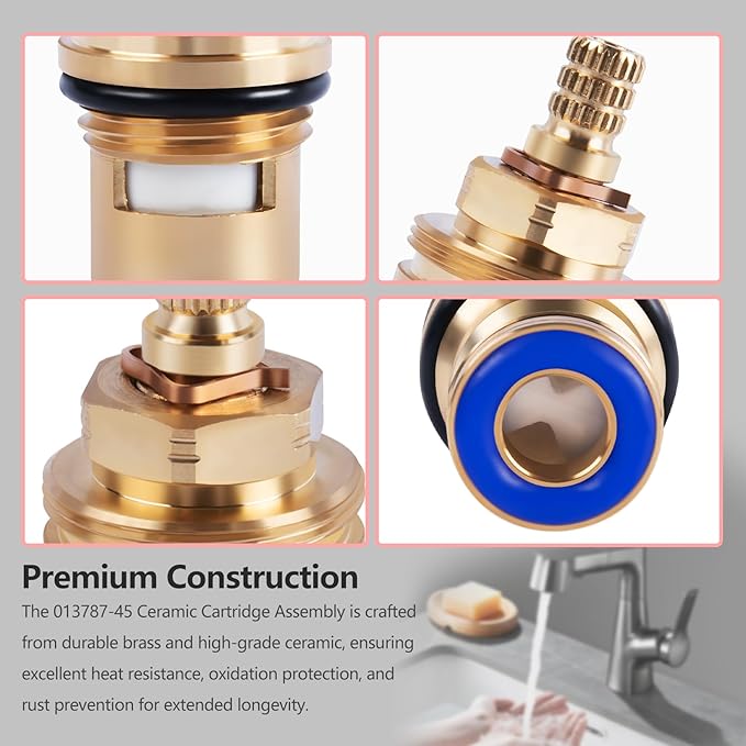 013787-45 Ceramic Cartridge Assembly Replacement for T&S Brass Faucets,Pressure 20PSI-125PSI, Temperature 40F-140F (Cold)