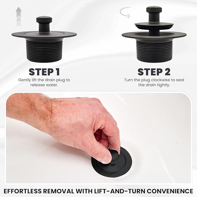 Oil Rubbed Bronze Bathtub Drain Kit - Lift and Turn - Replacement Kit for Bathtub, Overflow Plate and Screws Included, Universal Fit 1-3/8" and 1-1/2"- Brass Construction - Easy Install