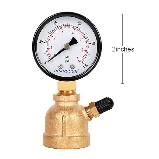 Gas Line Pressure Tester, Brass Gas Pressure Tester Gauge, 3/4" FNPT Forged Brass Assembly with Air Pressure Gauge 100psi and Air Bleeding Valve for Pressure Testing on Home Gas Line