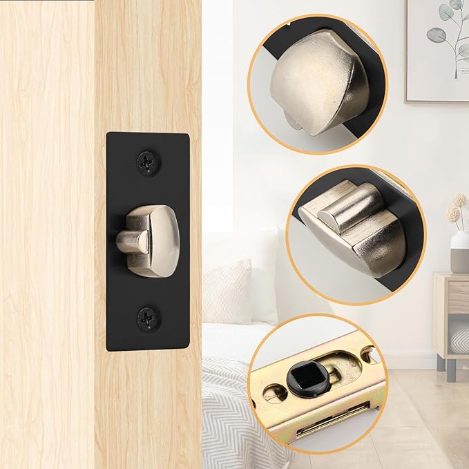 Adjustable Door Latch 2-3/8''(60mm) or 2-3/4''(70mm), 45° Turning Angle Universal Door Lock Replacement Part with 3/10'' (7.7mm) Square Hole, Handles or Deadbolts Not Included