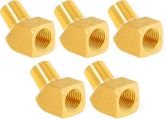 ChillWaves Brass Pipe Fitting, 45 Degree Barstock Street Elbow 1/8" NPT Female x 1/8" NPT Male Thread Adapter(5-PACK)