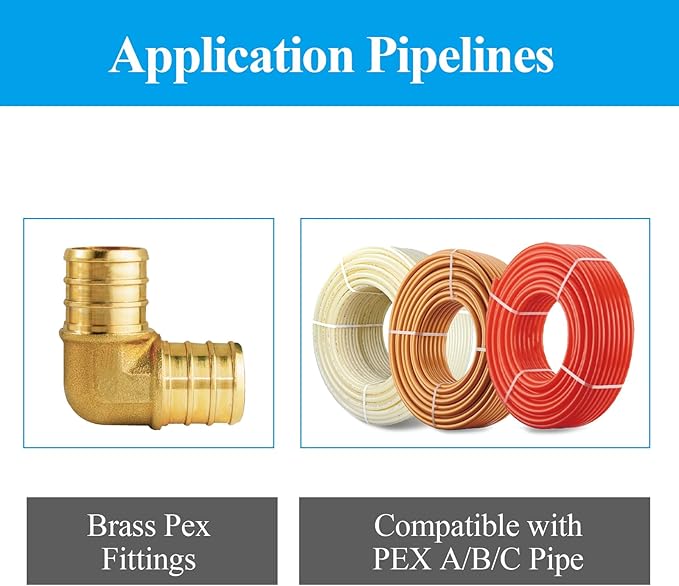 WiseWater 28 Pcs PEX Fittings 3/4 Inch, 3/4 inch 90 Degree Elbow PEX Fittings, Brass Barb Crimp PEX Pipe Fitting for PEX Pipe Plumbing Projects (Pack of 28)