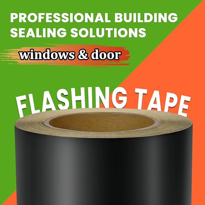 Flashing Tape, 3.75" x 75', Industrial Strength for Windows, Doors, Weather-Resistant, UV-Resistant, Tear-Resistant, Advanced Acrylic Adhesive, Black