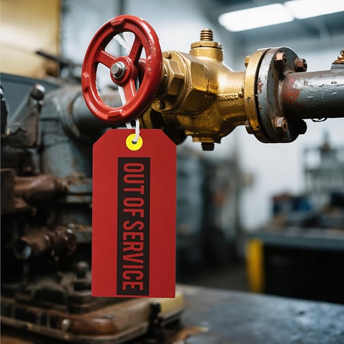 Frcctre 500 Pcs Red Out of Service Tags with String, 4-3/4 x 2-3/8 Inches Bulk Maintenance Required Tags Equipment Repair Required Labels for Machine Equipment Inspection Maintenance