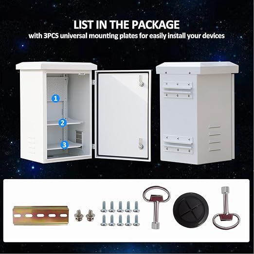 Outdoor Galvanized Electrical Enclosure Box, 24 * 16 * 12 inches IP Weatherproof Floor-Standing Electrical Cabinet…