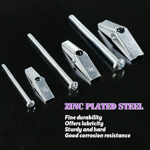 Swpeet Assorted 24 Pcs Toggle Bolt and Wing Nut Kit for Hanging Heavy Items on Drywall - 1/8 Inch, 3/16Inch, 1/4Inch