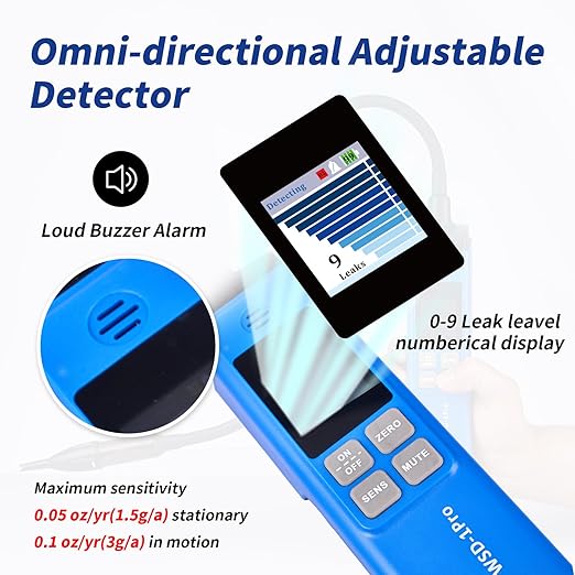 HVAC Refrigerant Leak Detector with Light Alarm, Freon Leak Detector, Freon Sniffer Halogen Gas Leak Detector Sensor Probes,for R134A R1234yf R22 R410A (Color LED)