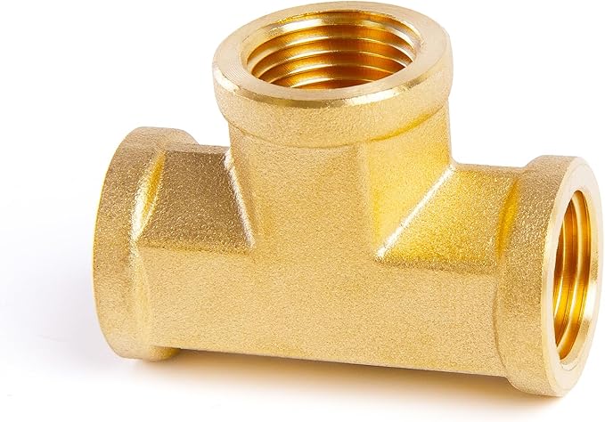 ChillWaves Brass Pipe Fitting, Tee 3/4" x 3/4" x 3/4" NPT Female Thread Adapter(1-PACK)