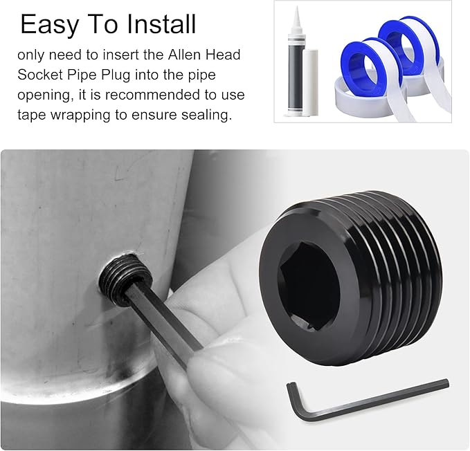 EVIL ENERGY 3/8" NPT Plugs Aluminum Socket Allen Head Black, Pack of 2