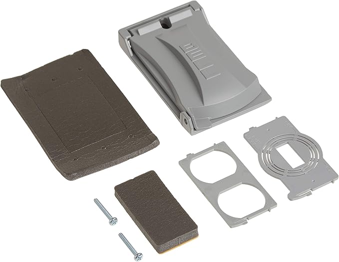 Hubbell Bell MX1050S Single-Gang Weatherproof Heavy Duty Universal Flip Cover Gray Finish (Pack of 2)