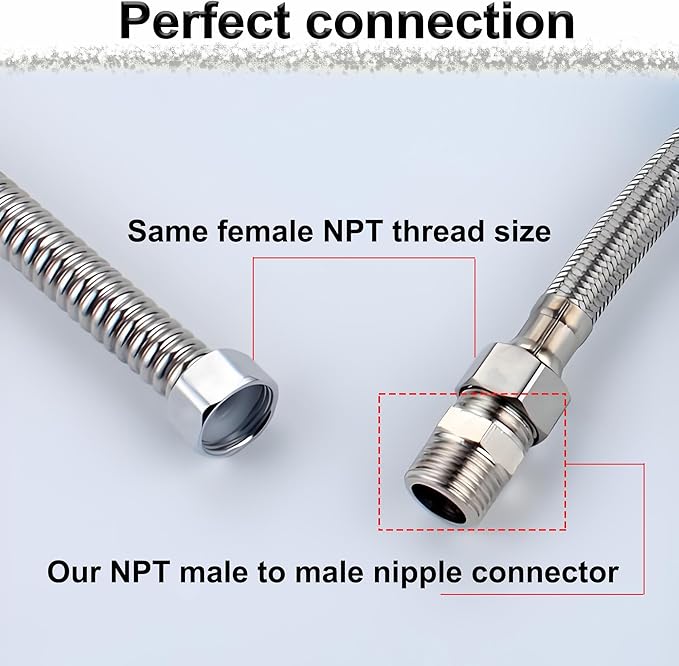 1" NPT Male Hex Nipple Pipe Fittings, 304 Stainless Steel 1 inch Threaded Pipe Adapter Fittings Equal Nipples Connectors, 4pcs Male Straight Connector Pipe Fitting