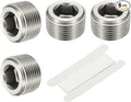 PATIKIL 3/4" NPT Male Internal Hex Pipe Fitting, 6 Pcs 304 Stainless Steel Pipe Plug Fitting Assortment Kit Countersunk Thread Head Socket Pipe Plug Fitting Adapter with Tape, Silver