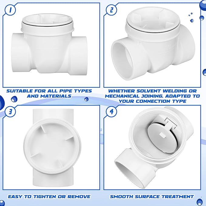 Tondiamo 6 Inch Backwater Valve Drain Backflow Preventer Valve Prevent Sewage and Rainwater from Flowing Back(White PVC)