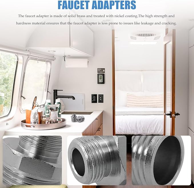 Leak-Proof Faucet Adapter 1/2 to 3/8 Inch Male, Solid Brass Construction with Rubber Washer for Drinkable Water Safe Plumbing Connections, 2 Pack