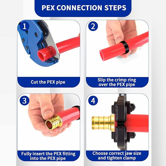 (10 Pack) Lidertik Pex Fittings Reducing Tee Brass Crimp Pipe, 3/4" * 3/4" * 1/2" PEX-B Brass LI-APXT343412(10 Pieces)