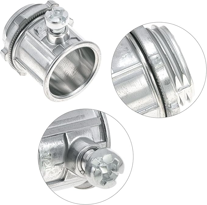 QWORK EMT Set Screw Connectors, 1/2" Zinc Die Cast, 25 Pcs Electrical Conduit Fitting, High Voltage & Easy Installation for EMT Conduit