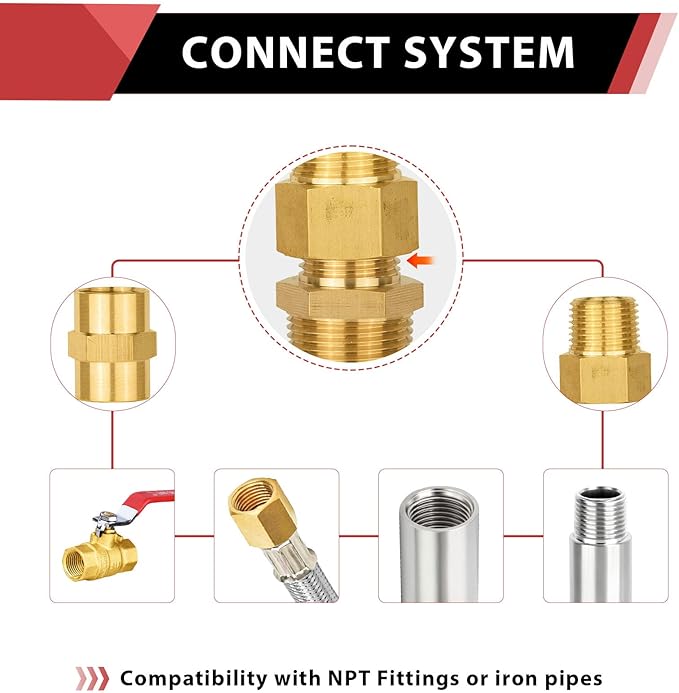 (Pack of 2) EFIELD 3/4" x 3/4" x 3/4" NPT Female Tee, Brass Pipe Fittings,(NPT104)