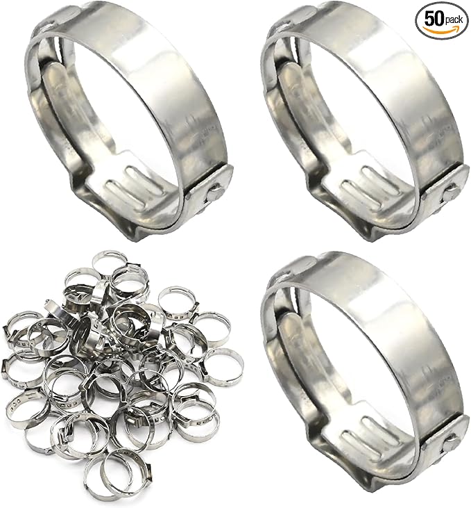 EATAKWARD 3/4 Inch Pex Crimp Ring, 50 Pack Pex Fitting Clamps Pinch Ring, 304 Stainless Steel Clamps Pinch Ring for PEX Tubing Fittings Connection