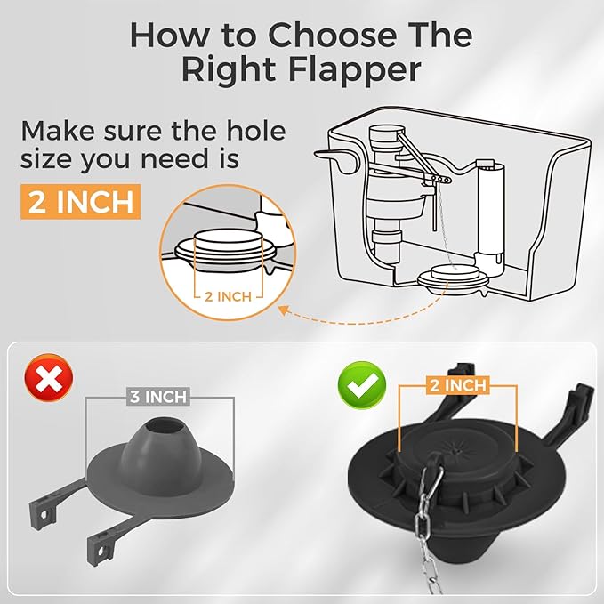 Universal Toilet Flusher Replacement Kit, Fill Valve, 2-Inch Flapper, Toilet Handle Lever, Adjustable, Quiet, Easy to Install, Complete Toilet Parts Inside Tank Kit (Black, 1-Pack)