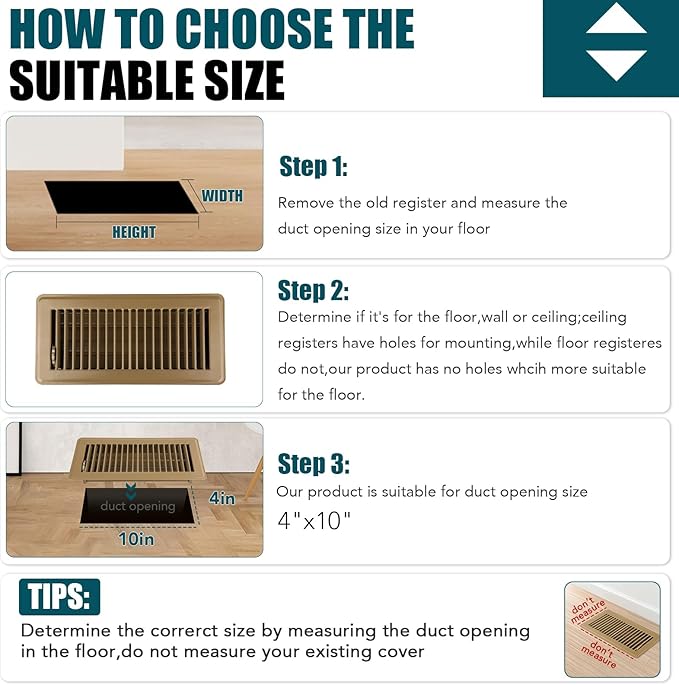 VOISEN Floor Register 4x10, 8 Pack Brown Floor Register Vents,Heavy Duty Steel Walkable Floor Grates